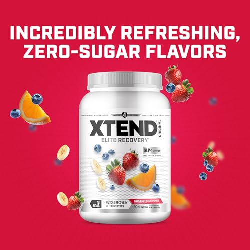 Image of Xtend Original BCAA Powder, 7g BCAAs and 2.5g L-Glutamine for Muscle Recovery Hydration and Lean Muscle, Sugar Free Intra and Post Workout Drink with Electrolytes, Knockout Fruit Punch, 90 Servings