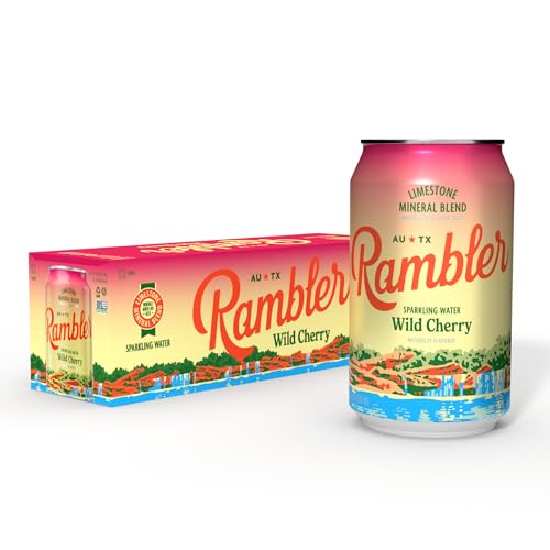 AUTX RAMBLER Sparkling Water, Texas Limestone Mineral Blend, Wild Cherry