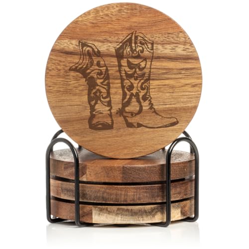 Cowboy Boot Coasters with Holder