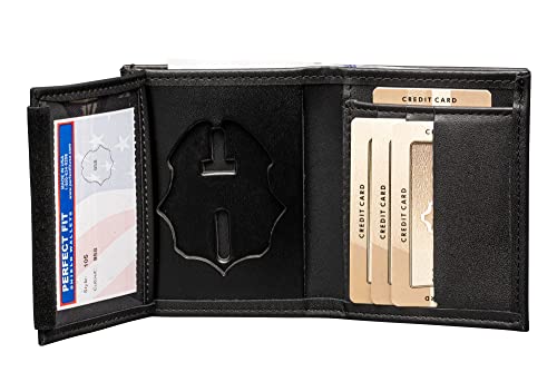 Perfect Fit Shield Wallets Alabama Corrections Hidden Badge Wallet Black Leather Badge and ID Holder (cutout 958)2