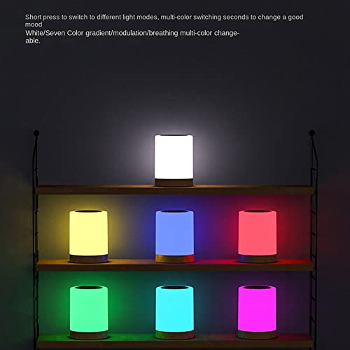 Lampe de chevet LED tactile à intensité variable 7 couleurs grain de bois