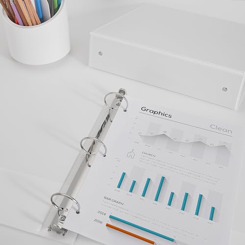 Image of COMIX Sturdy 3 Ring Binder 1.5 Inch with Clear View Cover | PVC-Free Material,2.4mm Thick Hardboard,Holds Up To 300 Sheets,Fits US Letter 8.5x11 Paper,Office & School Use,6 Pack (White)