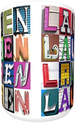 LAUREN Coffee Mug/Cup - using photos of sign letters - personalized