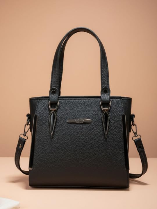 Image of SP Women's Soft Premium Textured Tote Bag, Structured Handbag with Metallic Accents, Versatile Office & Casual Shoulder Bag with Detachable Strap Gift for Women & Girls & Valentine's Gift