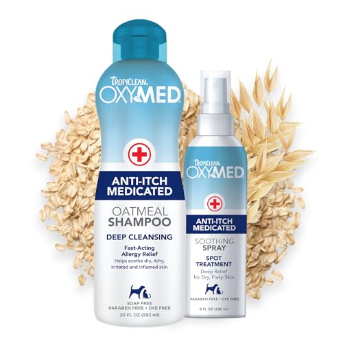 TropiClean OxyMed Medicated Shampoo & Spray for Pets Itchy Skin, 2 Pack