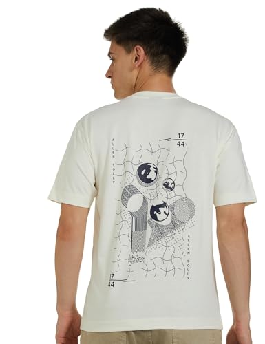Image of Allen Solly Men's Cotton T-Shirt | Drop Shoulder | Back Print | Regular Fit | Casual Streetwear Style