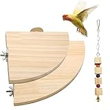 KYHSOM 2 Pack Bird Perch Platform, Wood Perch Bird Platform Parrot Stand Playground Cage Accessories...