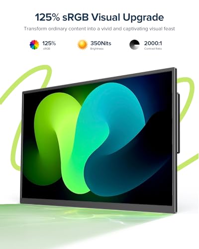 Image of Portable Monitor Touchscreen with Battery 8000mAh 15.6 inch Travel Monitor | 10-Point Touch, 1080P IPS 125% sRGB, Ultra-Slim, VESA & Stand, Eye Care, USB-C & MINI HDMI, For Laptop Computer Game Consoles