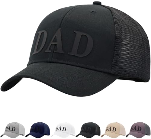 Image of Father's Day 3D DAD PVC Patch Hats, Dad Birthday or Festival Trucker Hat, Fits OSFM&XXL Head, Gifts for Husband Daddy Grandpa