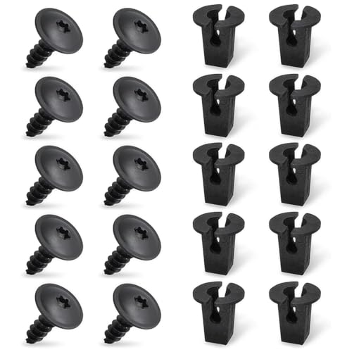 YAYNO 20 Pièces Ensemble de clips de fixation pour voiture Vis Tôle Pour Garde Vis Ailes Sous Le Capot Du Moteur Agrafes Carrosserie pour Pare-Chocs Porte de Voiture Fender Push Kit de Remplacement