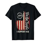 I Support ICE - Vintage Immigration Officers American Flag T-Shirt