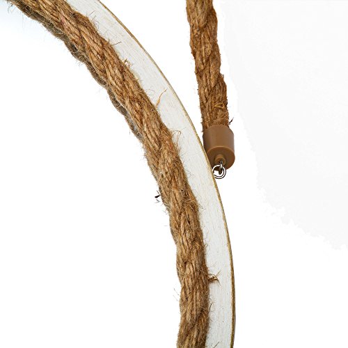 Patton Wall Decor 16" Distressed Round Rope Wall Mirror, White #TOP2