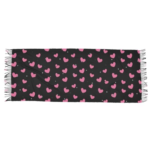 ALAZA Pink Heart Polka Dot Black Women’s Scarf Soft Warm Long Scarves Shawl Wrap for Winter Autumn Home Office Travel2