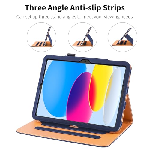 DAORANGE Case for iPad (A16) 11th Generation 11 Inch 2025, iPad 10th Generation 10.9 Inch 2022, PU-Leather Cover with Pencil Holder, Multi-Angle Stand, Document Pocket and Auto Sleep/Wake (NavyBlue) - Image 4