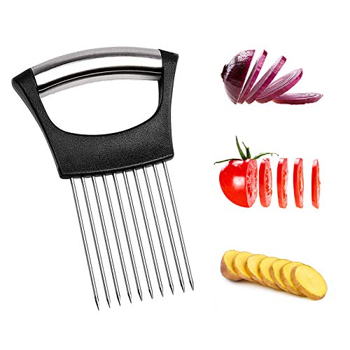 Onion Holder Slicer Onion Slicer Tomato Slicer Meat Slicer丨Stainless Steel Kitchen Tool Kitchen Gadget Onion Cutter Kitchen Vegetable Slicing Aid