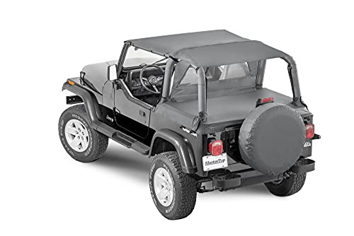 MasterTop Bimini Summer Soft Top Black Diamond - Fits Jeep Wrangler YJ 1992-1995 - Open Air Fabric Top Cover for Sun and Light Rain Protection