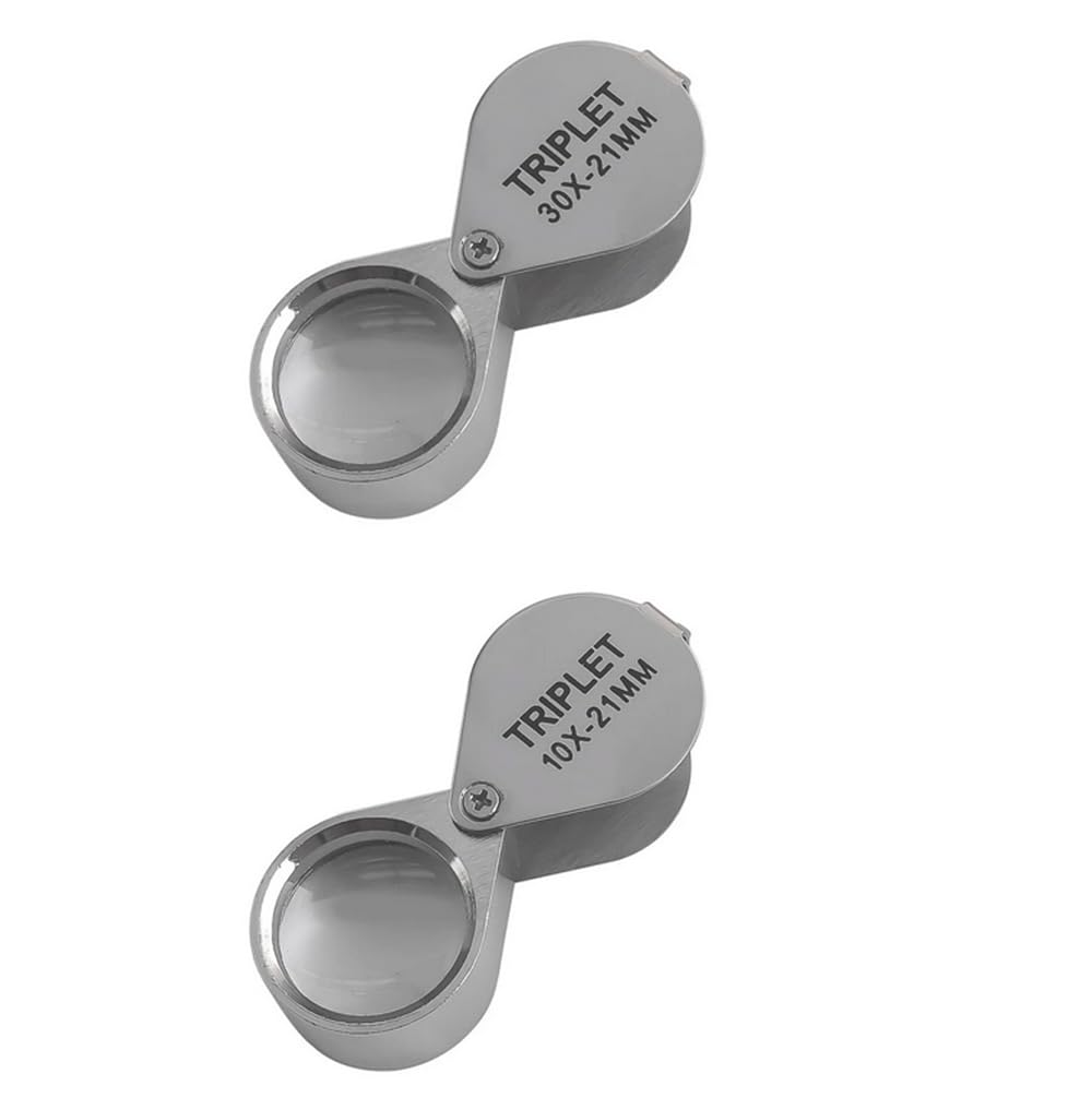 2 Pcs Jewelers Loupe Pocket Magnifier Glass Jewelry Loop Small Foldable Magnifier Eye Lens for Jewelers,Coins, Plants, Diamonds,Stamps,Antiques and More