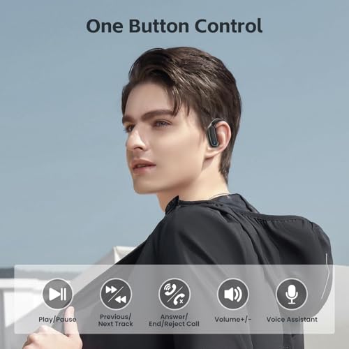 TRAUSI Wireless Earbuds Bluetooth Kopfhörer, Bluetooth 5.3 Stereo Over Ear Buds, Noise Cancelling Mic, IPX7 Waterproof Headset für Workout/Laufen, Schwarz