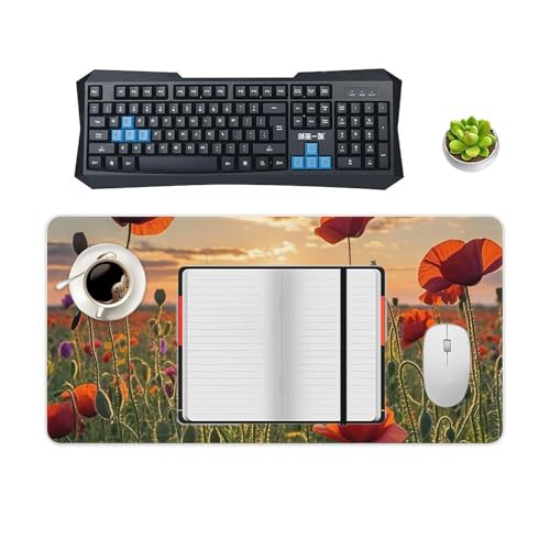Red Flower Field in Sunset Gaming Mouse Mat Large Desk Pad miniatura 4