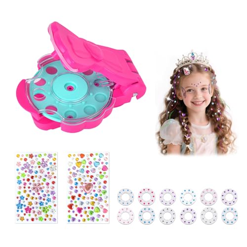 VYNZOR Hair Bedazzler Kit, Hair Gems Hair Bedazzler Kit, máquina de Pelo de Diamante con 120 Gemas, Juego de Juguetes con Brillo para el Cabello, Brillantes, Herramienta de Pelo para Niña