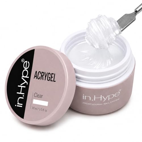 IN.HYPE Acrygel Poly Nail Gel New Formula Smooth Non-Grain Texture Professional Builder Gel for Nail Extensions & Overlay Easy Control Nail Enhancement Gel CLEAR
