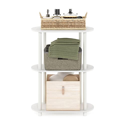 Image of Furinno Turn-N-Tube No Tools 3-Tier Modern Oval Side Display Rack, White /Virgin White