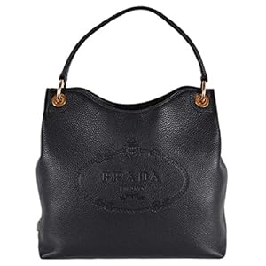 Prada Women’s Vitello Daino Black Leather Satchel Bag Handbag 1BC051