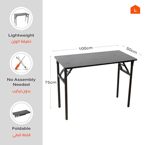 لوازم طاولة سوداء قابلة للطي تصميم محمول وخفيف الوزن وموفر للمساحة للاستخدام الداخلي والخارجي متعددة الاغراض في الاماكن الخارجية والداخلية والنزهات والتخييم والسفر