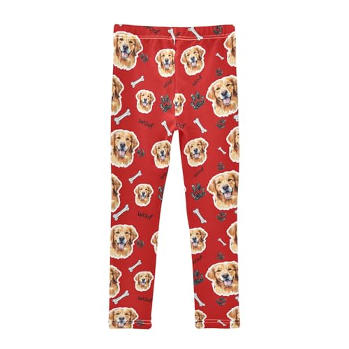 Cute Puppy Face Red Girls Leggings Soft Comfortable Athletic Leggings Dancing Pants for 4-10 Years2