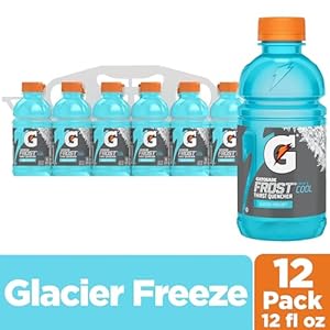 Gatorade thirst quencher sports drink frost glacier freeze 12oz bottles 12 pack electrolytes for rehydration  urban country home decor