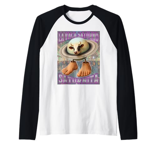 Saturnita La Vaca Saturno Italian Brainrot Birthday for Kids Raglan Baseball Tee