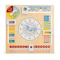 Woet Wooden Calendar Clock for Kids Age 3+ – Learn to Tell Time, Days, Months, Seasons & Weather – Montessori Educational Toy – Fun Preschool Wall Calendar for Boys and Girls