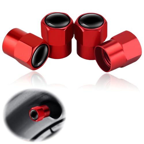 4 Pièces Valve De Voiture, capuchon anti-poussière de roue de voiture, bouchon de pneu, couvercle de tige de valve de vélo, joint hermétique, adapté aux voitures, motos, camions et vélos (rouge)