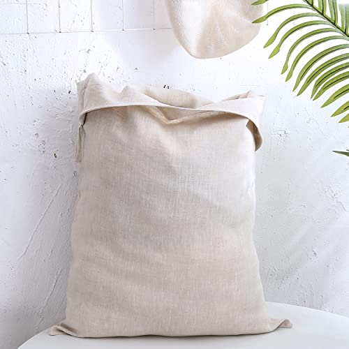Amazhiyu Hänge Wäschesack 100% Leinen, Platzsparend Wäschebeutel, Tür Hängend Wäschesammler, Hängende Wäschekorb Tasche für Badezimmer, Schlafzimmer, Kinderzimmer, 70x50cm, Leinen