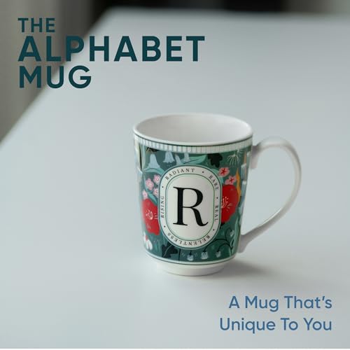 Image of Shay Alphabet Mug, 1 Pc, R, 300ml | Ceramic Mug |Glossy Finish | Ceramic Coffee Cup | Porcelain | Microwave Safe (Alphabet Mug - R)