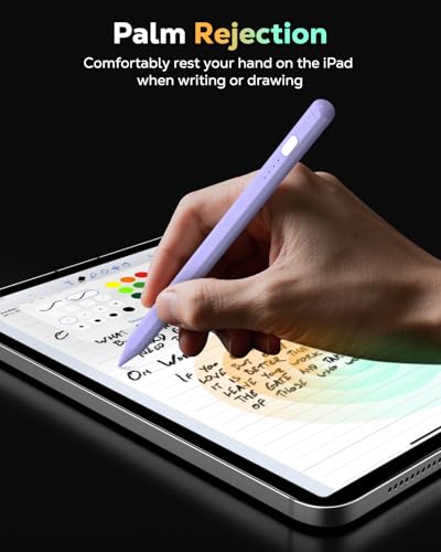 Image of Moko Pencil for iPad(A16) 11th 10th Gen,USB-C Fast Charging,Purple | Stylus Pen for 2018-2026 Apple iPad 11 /10 /9 /8 /7 /6 /A16, Mini 7-5, Air M4-M2 11 inch /13 inch /5 /4 /3, Pro 13 inch /12.9 inch /11 inch Tilt Sensitivity