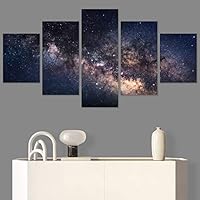 SIGNWIN 5 Panel Canvas Wall Art Aerial Astronomy & Space Dramatic Global Green Photography Realism Stars Ultra for Home Decorations Ready to Hang - 60