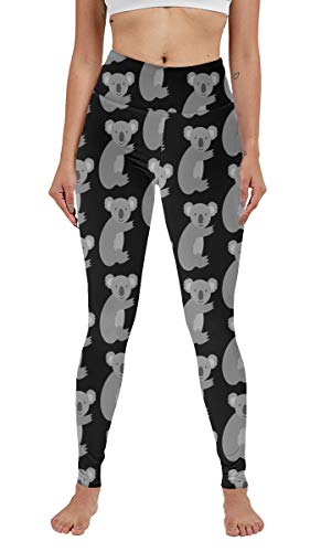 Comfy Koala Bear Wild Animal Pattern Yoga Pants Dry Fit - Slimming Mid Rise Cut - Printed Yoga Leggings