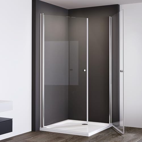 IMPTS Duschkabine 70 x 90 Eckeinstieg mit Pendeltür Duschabtrennung Doppelt Schwingtür Duschtür Nische Duschwand aus 6mm Sicherheitsglas Hohe 185cm, OHNE Duschwanne