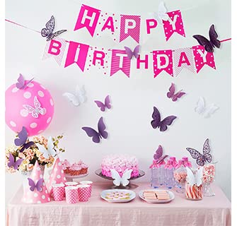 Xtore 120 Pcs Stunning 3D Purple and White Butterfly Wall Decor -(Purple & White) 4