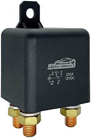 12V Continuous Duty Relay, 5-pin SPDT 250 Amp High Power On/Off Starter Relay, Split Charger Contactor for Truck Boat Marine Van Golf Carts