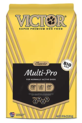 Victor Super Premium Dog Food – Multi-Pro Dry Dog Food – Gluten Free Dog Food with Beef, Chicken and Pork Protein for Normally Active Dogs – All Breeds and All Life Stages, 50 lb