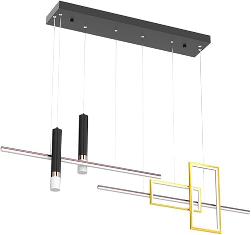Miniatura 4 de GEADI Iluminación colgante moderna, lámpara LED regulable negra con control remoto, luz colgante de onda lineal, lámpara colgante ajustable para