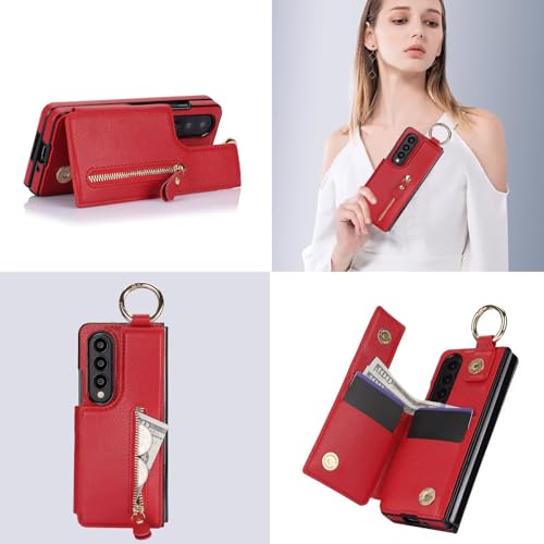 Coque Samsung Galaxy Z Fold 4 en cuir premium rouge