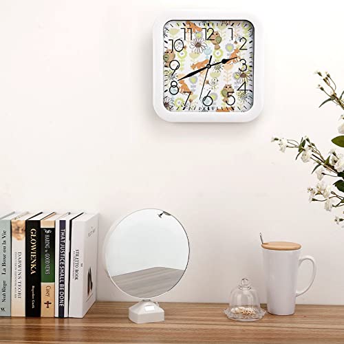 Pendule murale silencieuse renard blanc au design moderne épuré - 5