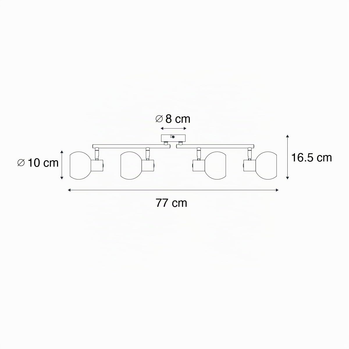 Qazqa Deckenstrahler, Deckenspot - Anouk - Gold mit Bernsteinglas, Vintage, max. 25W, Geeignet für LED, 77cm, 4-flammig, Ideal als Küche lampe und Wohnzimmerlampe