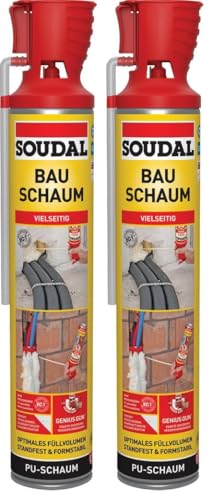 Soudal Bauschaum Genius Gun, 750 ml - Einkomponentiger PU-Schaum mit hervorragendem Füllvolumen zum Ausschäumen von Hohlräumen, Dämmen und Isolieren mit innovativer Genius Gun-Technologie
