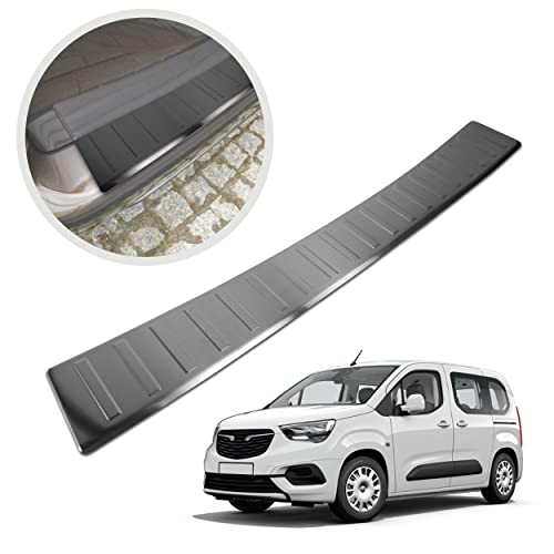 CHROMEMASTER | Protection de Pare-Chocs arrière | Compatible avec Opel Combo de 2019- | Acier INOX brossé, Graphite Mat | Protection de seuil de Coffre pour...