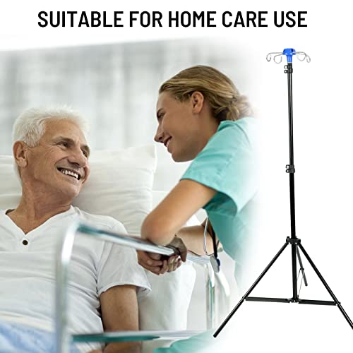 GSCDJCM Portable Collapsible IV Pole Stand, Aluminum Alloy 4 Hook 3 Leg, Adjustable Height for Hospitals Clinics Wheelchairs Beds - U.S. Design Patent No. US D1,118,227 S
