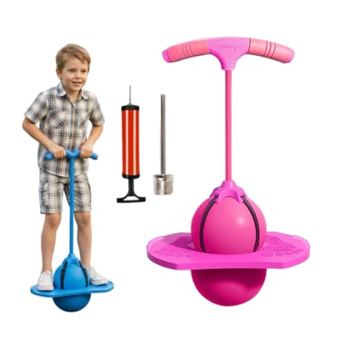 Balance Jumping Ball with Handle, Children's Bounce Ball for Kids Up to 600lb, Silent Balance Trainer Toy for Indoor Outdoor Fitness, Coordination Development, Includes Pump (pink)